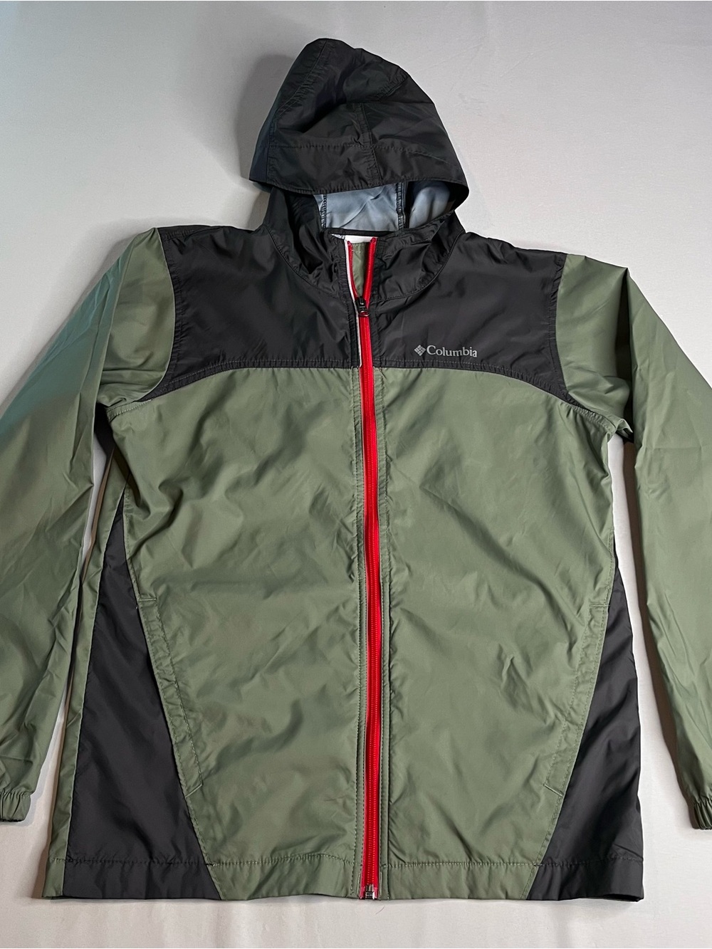 Columbia Boys Hooded Windbreaker Jacket - Olive/Black
